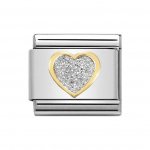 Nomination 18ct Gold Heart Glitter Plate Charm.