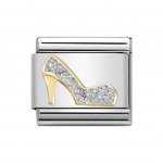 Nomination 18ct Gold High Heel Shoe Glitter Plate Charm.