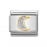 Nomination 18ct Gold Glitter Moon Plate Charm.