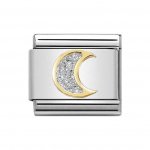 Nomination 18ct Gold Glitter Moon Plate Charm.