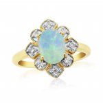 9ct Gold Diamond & Opal Ring