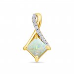 9ct Gold Diamond & Opal Pendant
