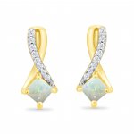 9ct Gold Diamond & Opal Earrings