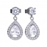 DiamonFire Sterling Silver Pendeloque Zirconia Drop Earrings