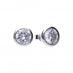 DiamonFire Silver Zirconia 4.00ct Solitaire Rub Set Earrings