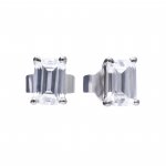DiamonFire Silver Zirconia Emerald Cut Solitaire Earrings