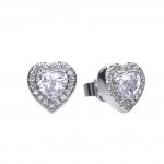 DiamonFire Silver Zirconia Heart Stud Earrings