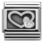Nomination Silver White CZ Heart Oxidised Charm