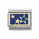 Nomination Smile Gold Stars Blue Enamel Charm