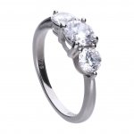 DiamonFire Silver 3 Stone Zirconia Ring