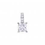 DiamonFire Silver Zirconia Princess Cut Solitaire Pendant