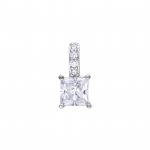 DiamonFire Silver Zirconia Princess Cut Solitaire Pendant