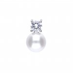 DiamonFire Silver Shell Pearl & Zirconia Pendant