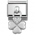 Nomination Drop Silver CZ Clover Charm.