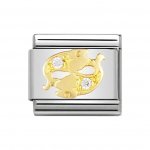 Nomination 18ct Gold CZ set Pisces ZODIAC Charm.