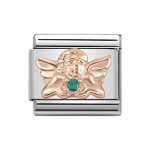 Nomination 9ct Rose Gold Green CZ Angel of Good Luck Charm.
