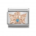 Nomination 9ct Rose Gold Turquoise CZ Angel of Children Charm.