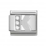 Nomination Silver CZ Initial K Charm.