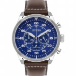 Mens Citizen Eco-drive Sport Strap Wr100 Chronograph Stainless Steel Watch