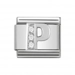 Nomination Silver CZ Initial P Charm.