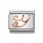 Nomination 9ct Rose Gold CZ set Initial Y Charm.