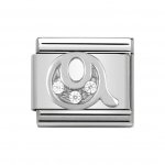 Nomination Silver CZ Initial Q Charm.