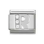 Nomination Silver CZ Initial R Charm.