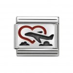Nomination Silver Enamel Heart with Aeroplane