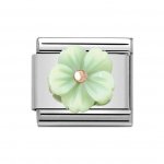 Classic Rose Gold & Green Mother of Pearl Flower Charm