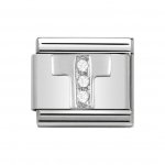 Nomination Silver CZ Initial T Charm.