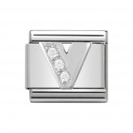 Nomination Silver CZ Initial V Charm.