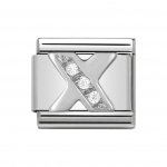 Nomination Silver CZ Initial X Charm.