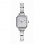 Paris Classic Stainless Steel & Rectangular Silver Glitter Dial Watch
