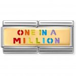 Nomination Double Engraved Charm 18ct Gold & Enamel Rainbow One in a Million Charm