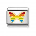 Nomination 18ct Gold & Enamel Rainbow Butterfly Charm.