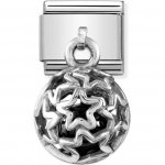 Nomination Classic Silver & Black Agate Stars Caged Pendant Charm