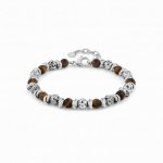Instinct Vulcano Antiqued Stainless Steel Rings, Tigers Eye & Lava Bracelet