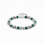 Instinct Vulcano Antiqued Stainless Steel Rings, Malachite & Lava Bracelet