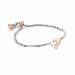 Milleluci Rose Gold Plated Stainless Steel Double Hearts Bracelet
