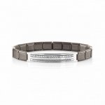 Trendsetter Grey Stainless Steel Double Rope Classic Charm Bracelet