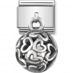 Nomination Classic Silver & White Pearl Hearts Caged Pendant Charm
