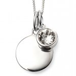 Silver April Swarovski Pendant on 16-18" Curb Chain