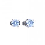 DiamonFire Silver Blue Zirconia Solitaire Earrings