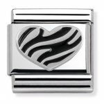 Nomination Silver Striped Heart Charm