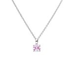 DiamonFire Silver Pink Zirconia Round Solitaire Pendant