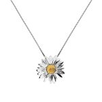 Silver MARIGOLD October Birthday Flower Pendant