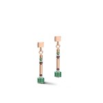 Graduated GEOCUBE Earrings Rose Gold & Green/Petrol