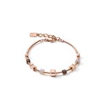 Bracelet GeoCUBEÂ® big Gemstones, SwarovskiÂ® Crystals & stainless steel rose gold brown