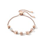 Bracelet GeoCUBEÂ® pink aventurine delicate chain rose gold-peach