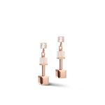 Earrings GeoCUBEÂ® pink Aventurine delicate chain rose gold-peach